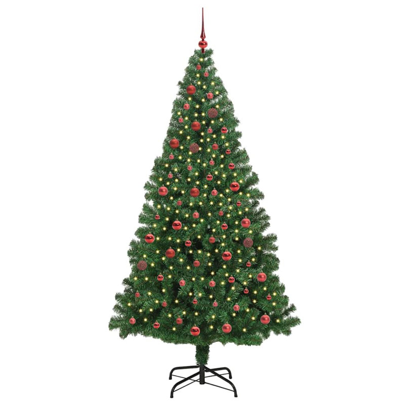 vidaXL Artificial Christmas Tree with 150 LEDs with Stand Green, 6.89 ft