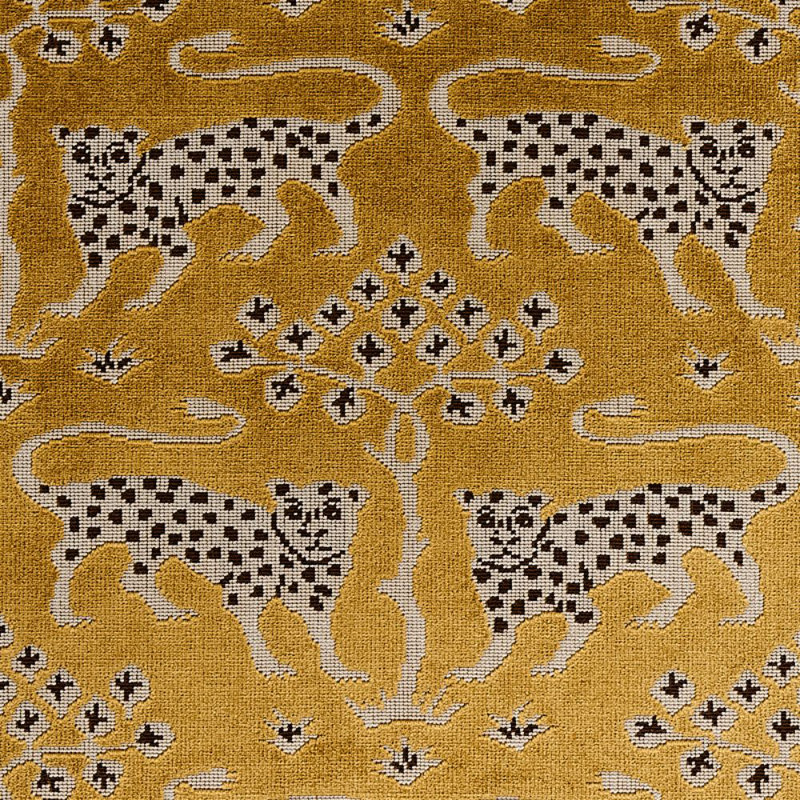 Woodland Leopard Velvet Fabric, Gold