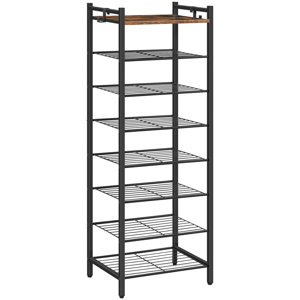 8 Tier 16 Pair Narrow Shoe Rack Shoe Shelf Storage Unit with 7 Metal Shelves