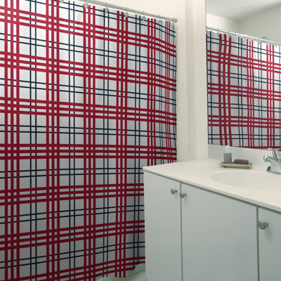 Plaid Shower Curtain with Liner Included