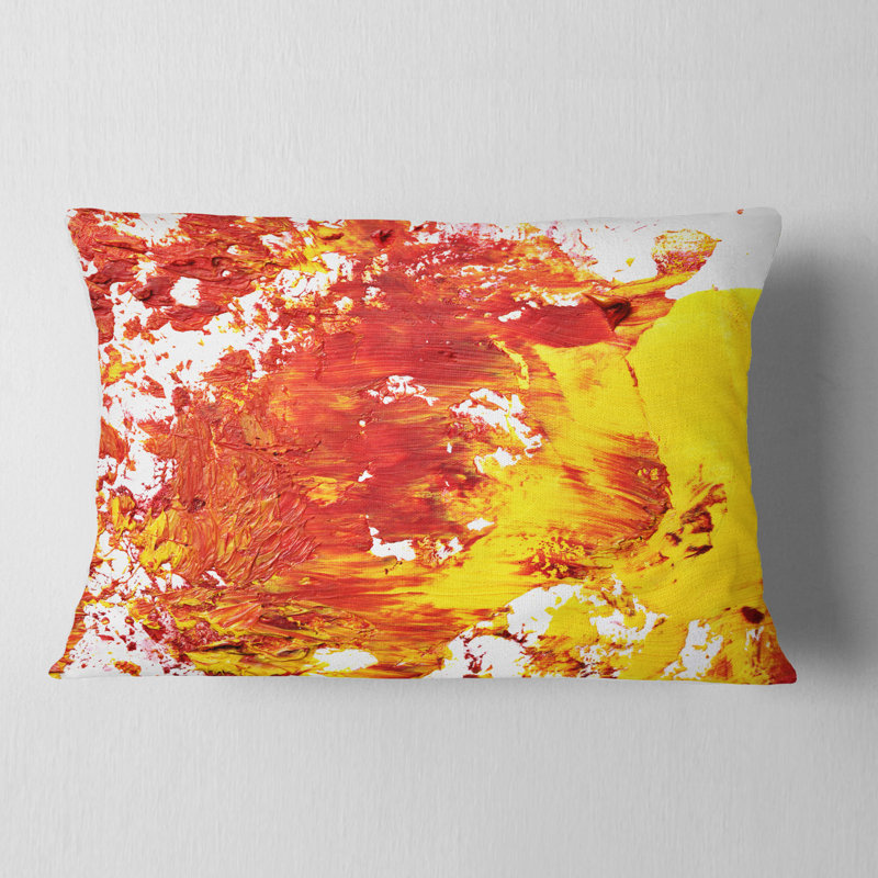Textured Red and Yellow Art - Abstract Printed Pillow