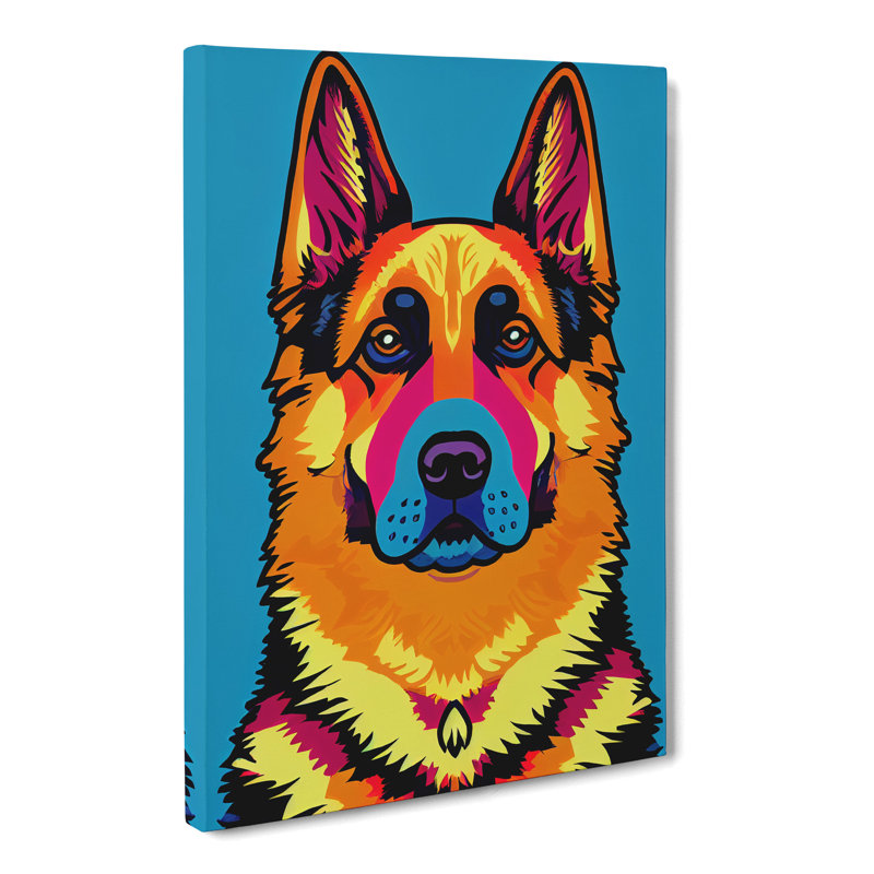 German Shepherd Pop - Wall Art, 76cm H x 50cm W x 3cm D, Wrapped Canvas, No Matte