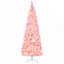 Arbre de Noël enneigé 7,5 pi avec lumières DEL blanc chaud, ouverture automatique, branches de pin rose et blanc