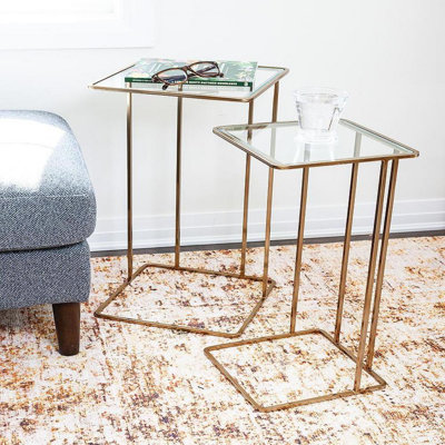 Syann 12'' Glass Top Console Table