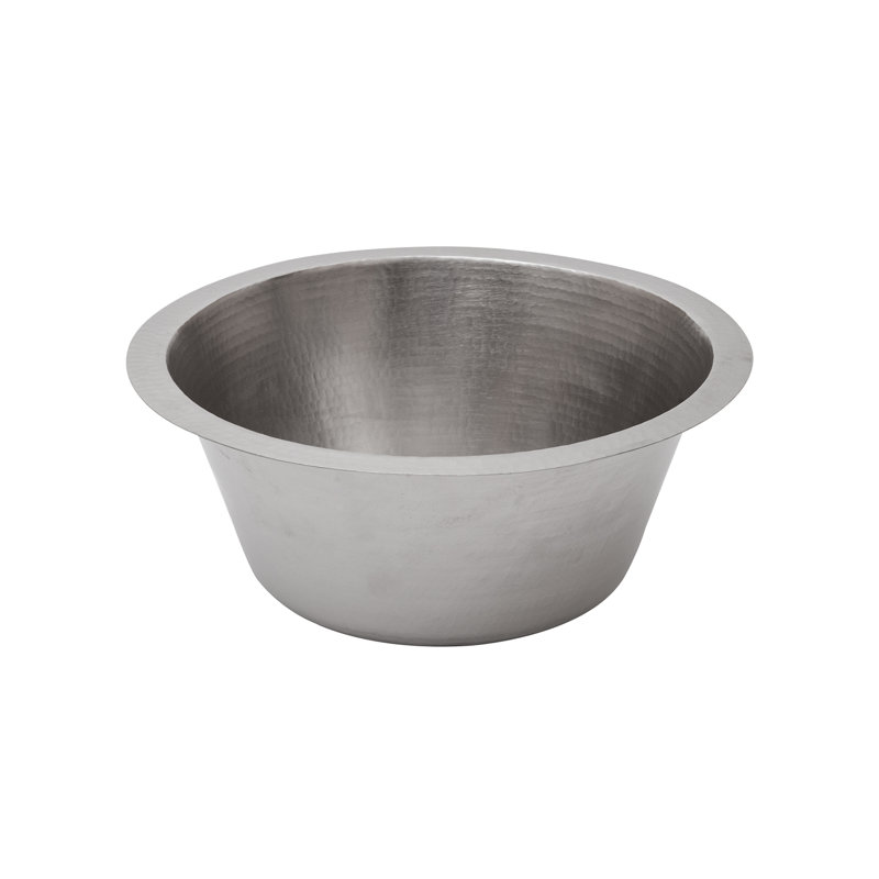 16" Round Hammered Copper Prep Sink in Nickel w/ 3.5" Drain Opening