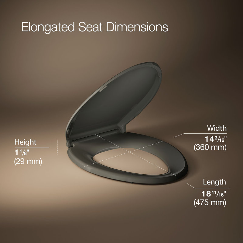 Cachet Quiet-Close with Quick-Attach Hinges and Grip-Tight Elongated Toilet Seat, Thunder Gray, Ready Latch