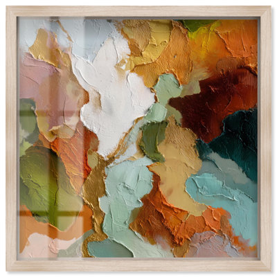 «Earthen Flow I Shadowbox Print», art mural Boho par Art Remedy, cadre blond, 17 x 17