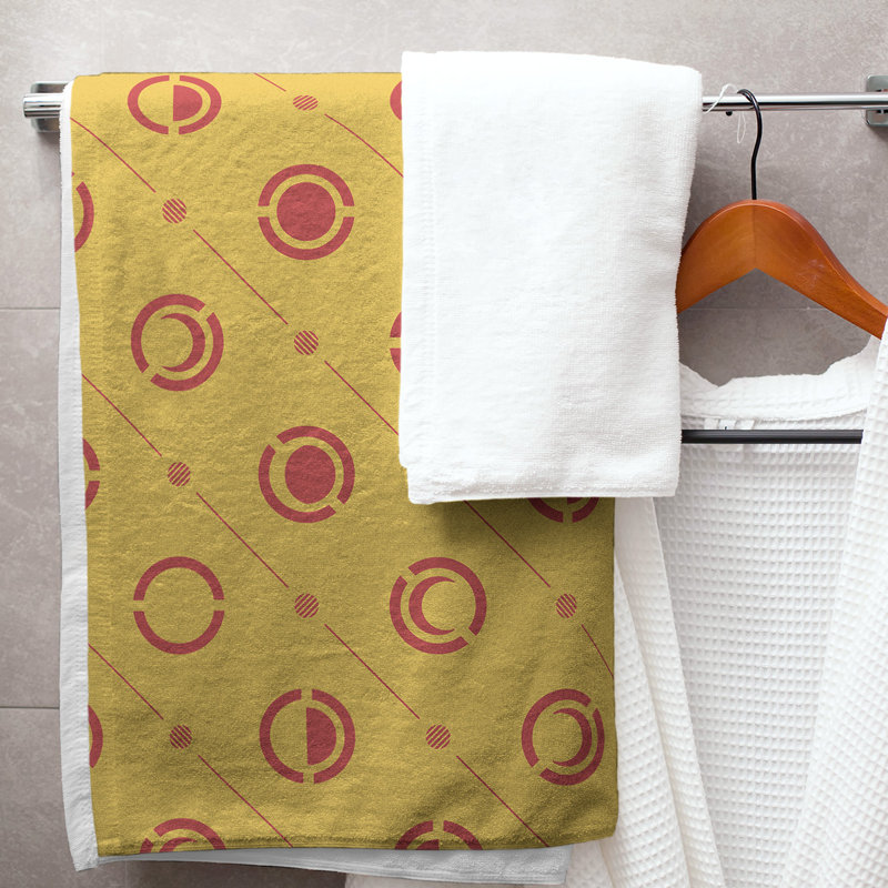 Serviette de bain Classic, Jaune lagon / rouge