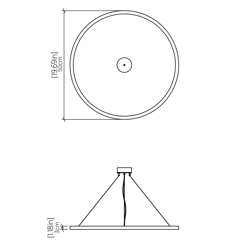 Luminaire suspendu à cadre DEL, 1.18" H x 19.69" W x 19.69" D, Blanc organique