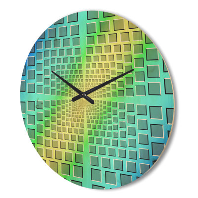 Horloge murale moderne en bois mauve et jaune