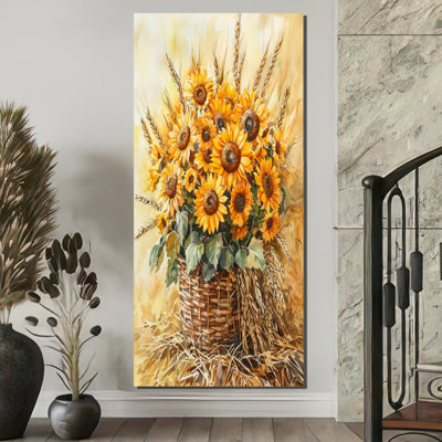 Slyvia Sunflowers Golden Harvest Arrangement II - Sunflowers, reproduction d'art sur toile encadrée