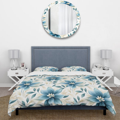 Tranquil Patterns - Ensemble de housse de couette à motif floral - Microfibre de polyester