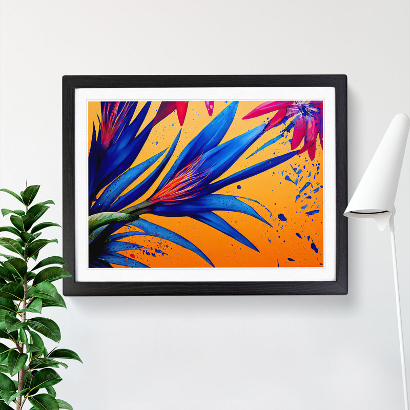 Bird Of Paradise Flower Splash Vol.3 - Single Picture Frame Print, 25cm H x 34cm W x 2cm D, Black