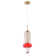 This Exquisite LED Pendant Is In White, Grey, And Red Finish. The Frame Is Made Out Of Metal In Gold Color, And The LED Bulb Is Integrated Into The Frame. It Also Comes With A Multi-Color Glass Shade.