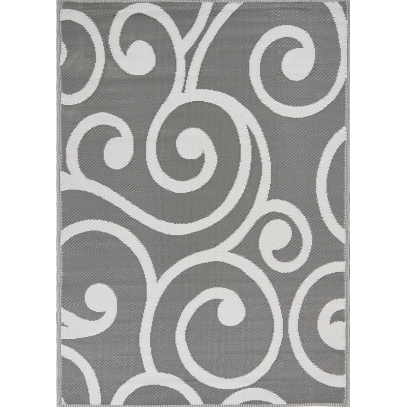 Tapis intérieur / extérieur gris Arybella, Rectangle 6 pi x 9 pi