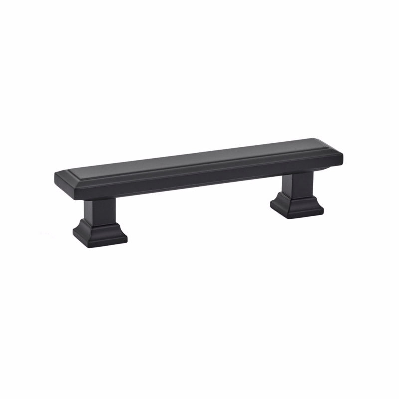 Emtek Geometric Rectangular Cabinet Pull 3-1/2" Center-to-Center, Flat Black