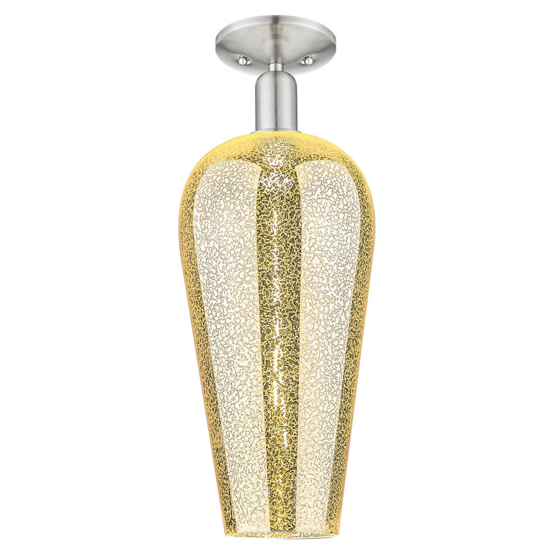 Downtown Urban - Bentley - 1 Light 8" Semi-Flush Mount , Mercury Deco Swirl, Satin Nickel