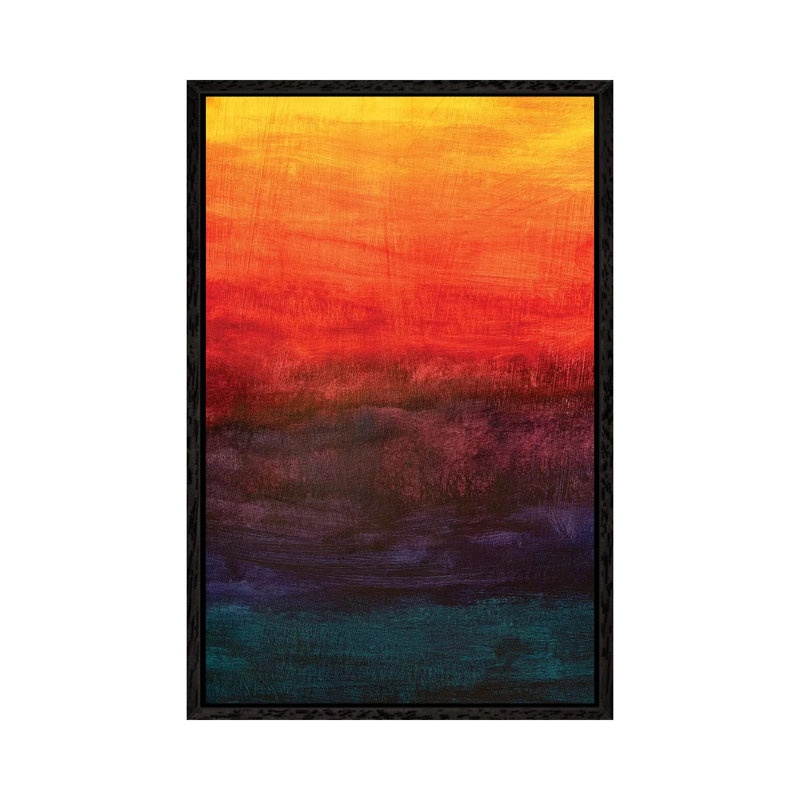 Gradient Dawn Sunset 1 Piece Painting on Canvas, 101.6cm H x 66.04cm W x 3.81cm D, Black Framed