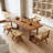 Light Brown Rectangular Solid Wood Dining Table-265295140