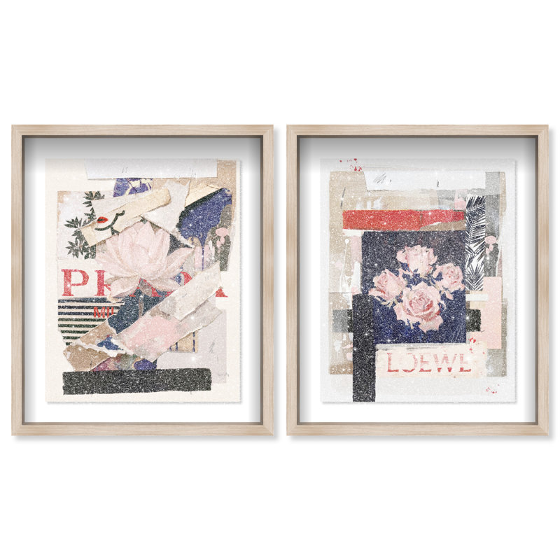 Milano Collage Set Shadowbox Floral & Botanical Print by Oliver Gal, Black Frame, 16 x 20, 31.5"H x 37.5"W
