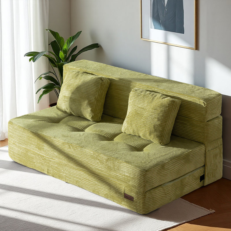 Canapé-lit Boneless, Vert, H 24 po x l 53 po x P 29,5 po