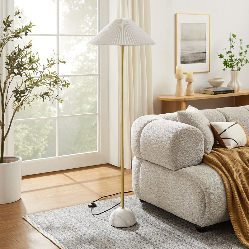 Lampe sur pied en marbre Illusion, Blanc / doré