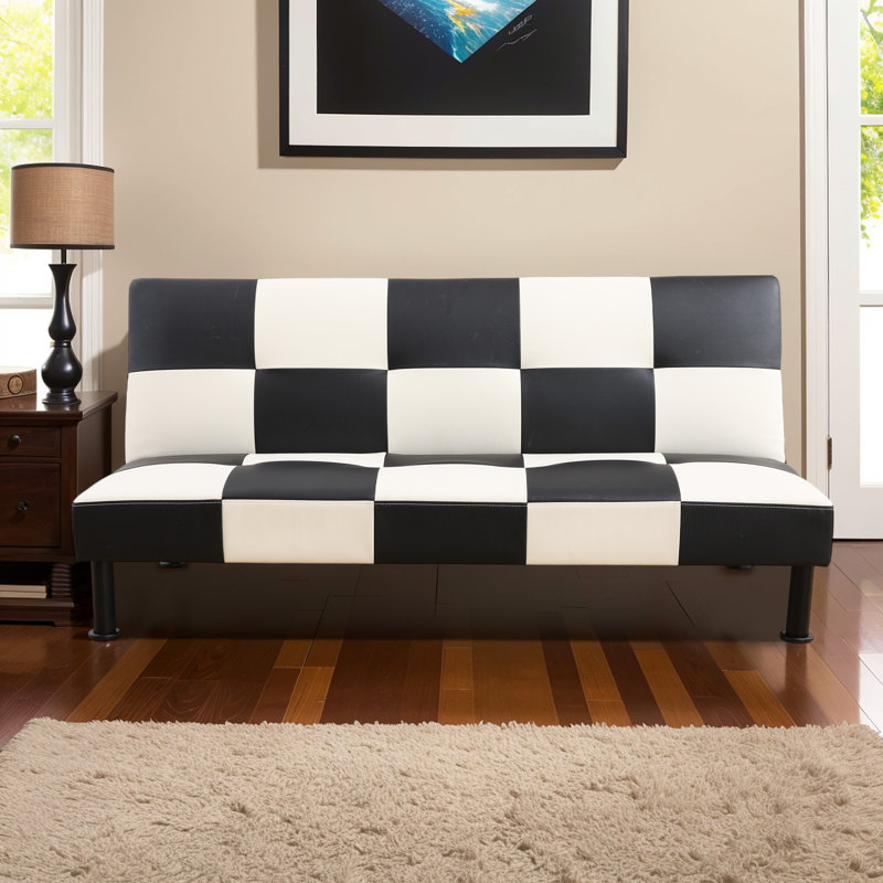 Canapé-lit en similicuir avec dossier réglable, canapé-lit convertible pour petits espaces, canapé-lit moderne d'une capacité de 300 lb, facile à nettoyer, bureau et chambre à coucher