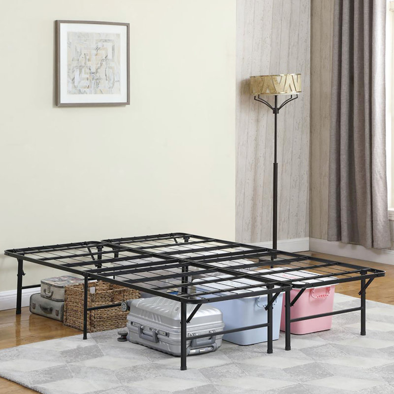Structure de support pour grand matelas, structure en acier, structure moderne à finition noire, noir robuste, pliable, supporte 750 lb