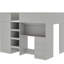 Lit mezzanine double en gris avec garde-robe intégrée, bureau et rangement - Bureau pratique en bois, tablettes et tiroirs