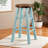 Chasteen Four Leg Counter Stool in Brown and Light Blue, 24.01'' H X 13.20'' W X 13.20'' D-1094724134