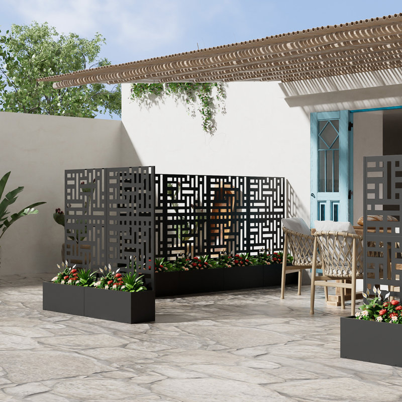 Metal Planter Box with Trellis, 59" H x 30" W x 11" D