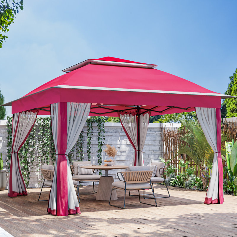 11 Ft. W x 11 Ft. D Steel Pop-up Gazebo, Pink
