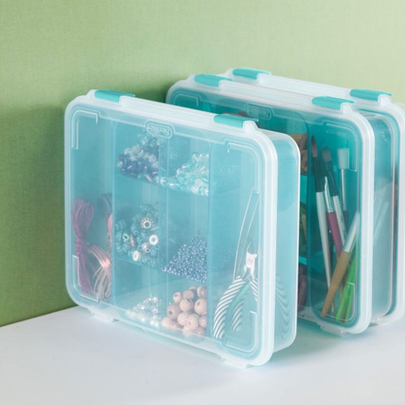 Sterilite Divided Case, Stackable Small Storage Latch Lid Container, Art Carrying Case, Small Items