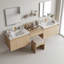 Meuble-lavabo double 84 po avec lavabo à maquillage, lavabo en céramique et conception sans poignée-126172215-132951305