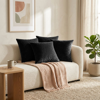 Plain Velvet Cushion Cover-(Pack of 4)