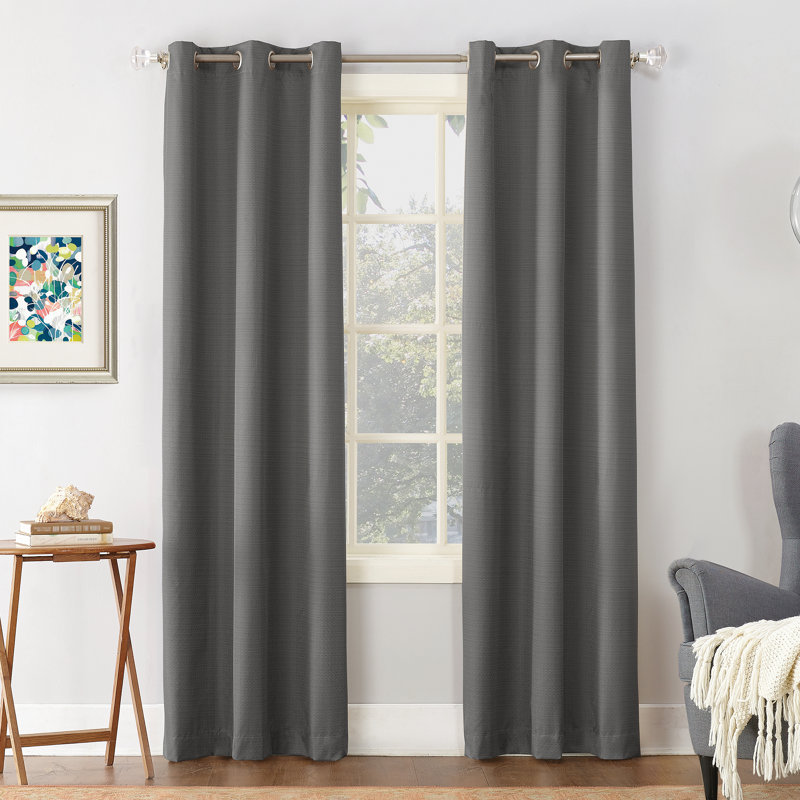 Sauers Thermal Insulated Room Darkening Grommet Curtain Panel, Charcoal, 40" W x 63" L