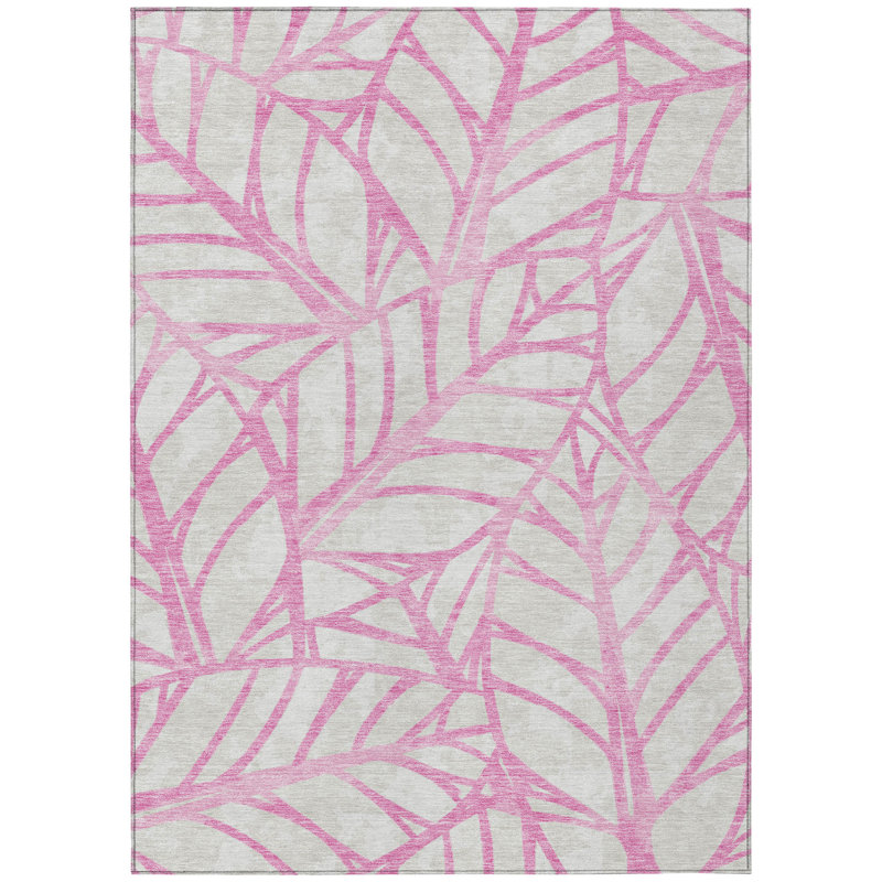 Neysa Washable Floral Indoor / Outdoor Rug, Rectangle 9' x 12'