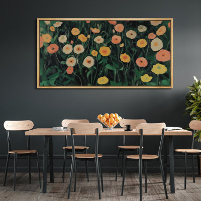 Impression sur toile encadrée surdimensionnée de fleurs vert foncé