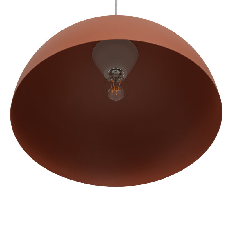 1-Light Simple Design Colorful Dome Pendant Light with Adjustable Height, Red
