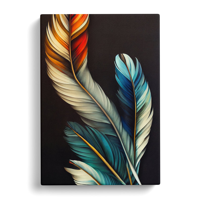 Pretty Feathers - Wall Art, 50cm H x 35cm W x 3cm D, Wrapped Canvas, No Matte