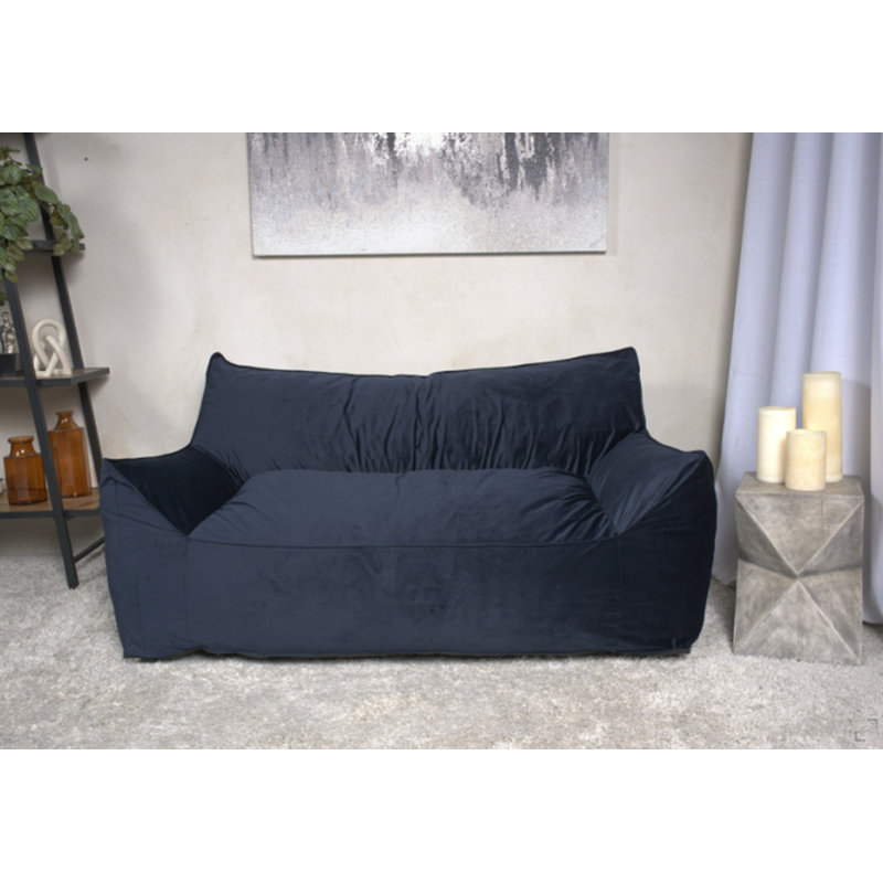 Velveteen 2-Seater Oversized Bean Bag Chair With Armrests