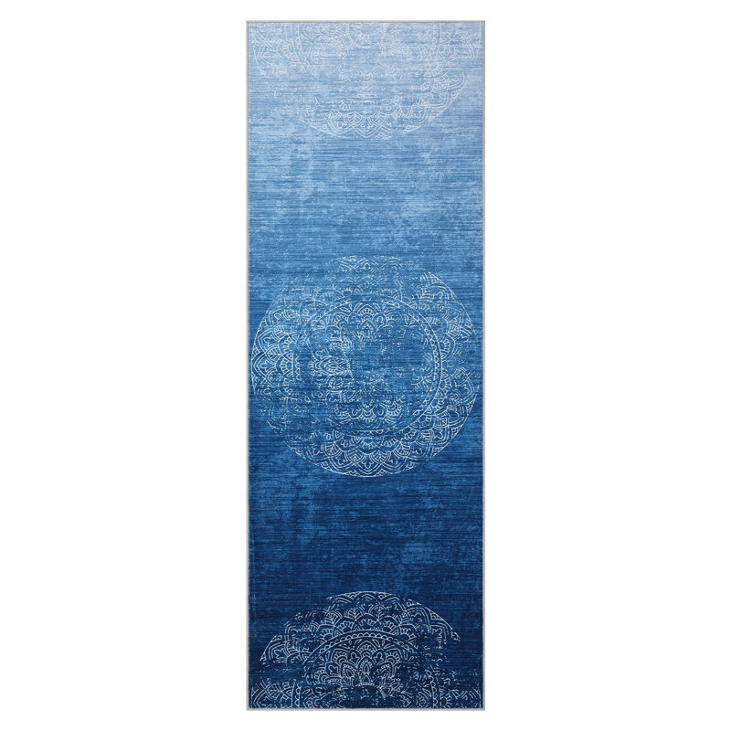 Ombre Abstract Runner Rugs 2x6 Machine Washable Area Rugs Ultra-Thin Non-Slip Stain Resistant Indoor Carpet for Hallway Entryway Kitchen Laundry