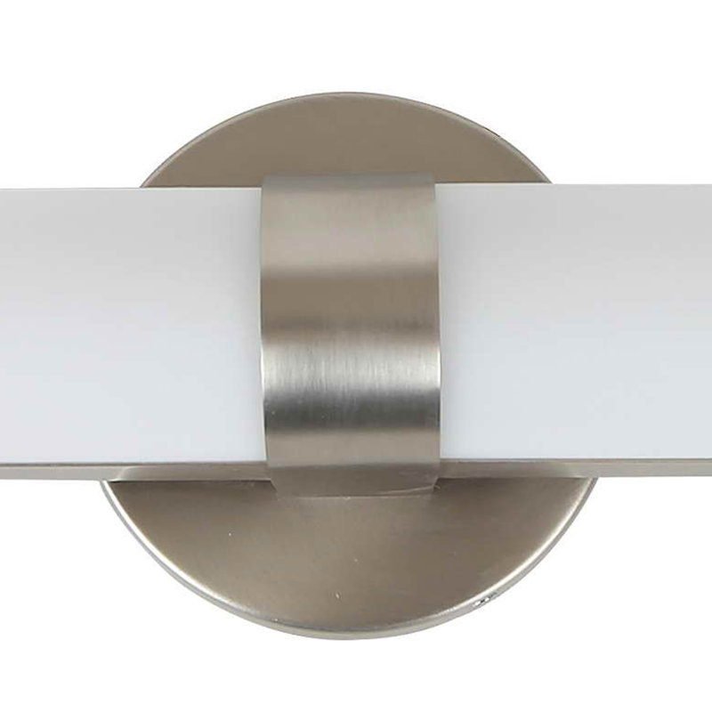 Lampe de coiffeuse à DEL à finition nickel brossé et abat-jour en acrylique blanc