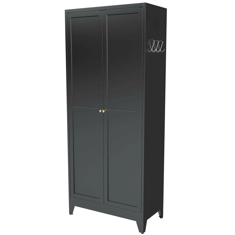 Armoire de cuisine 75 po en métal noir avec 5 tablettes réglables (capacité de 180 lb), armoire de cuisine autoportante avec tablettes réglables, vaisselle dans la cuisine, garde-manger, salle à manger
