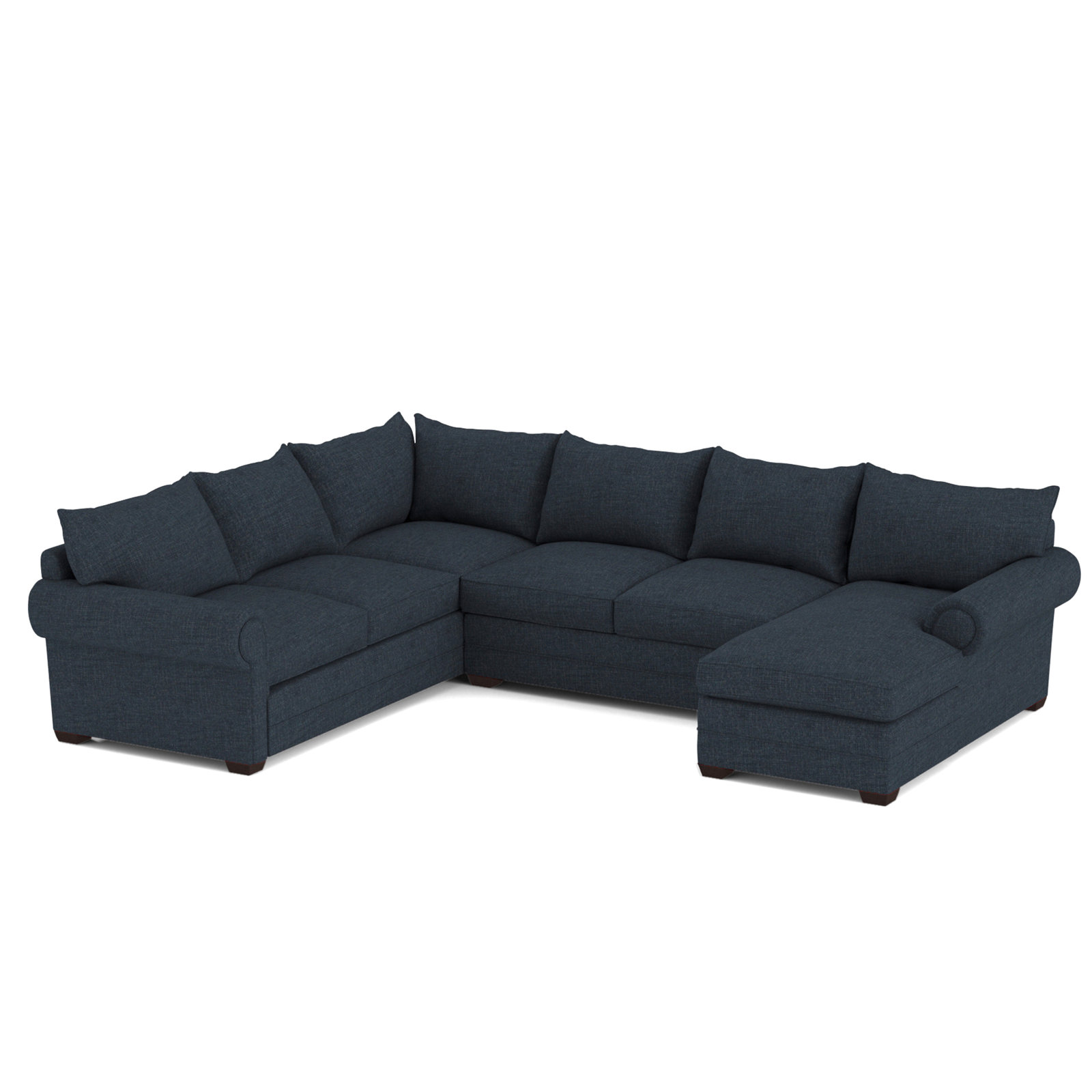 Upholstered U-Shaped Sectional, Fandango Indigo, Right Hand Facing