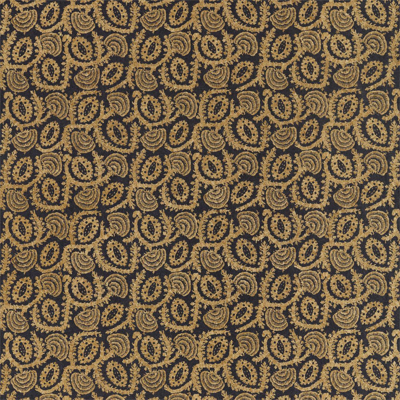 Suzani Embroidery Fabric, Antique Gold/Vine Black