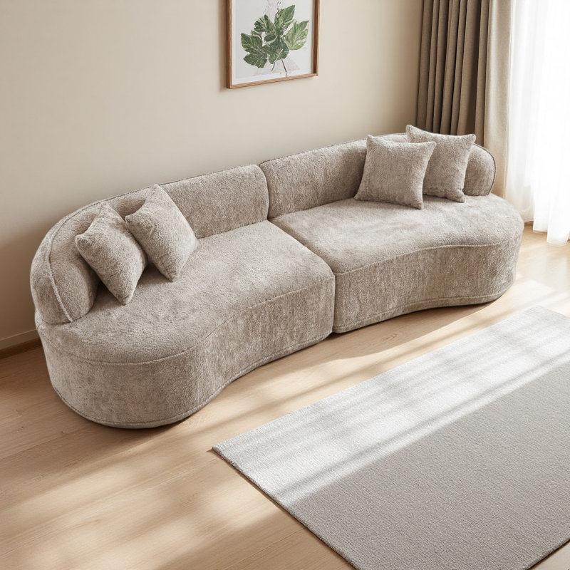 Canapé modulaire surdimensionné moderne en forme de L surdimensionné: design minimaliste, Bouclette chameau