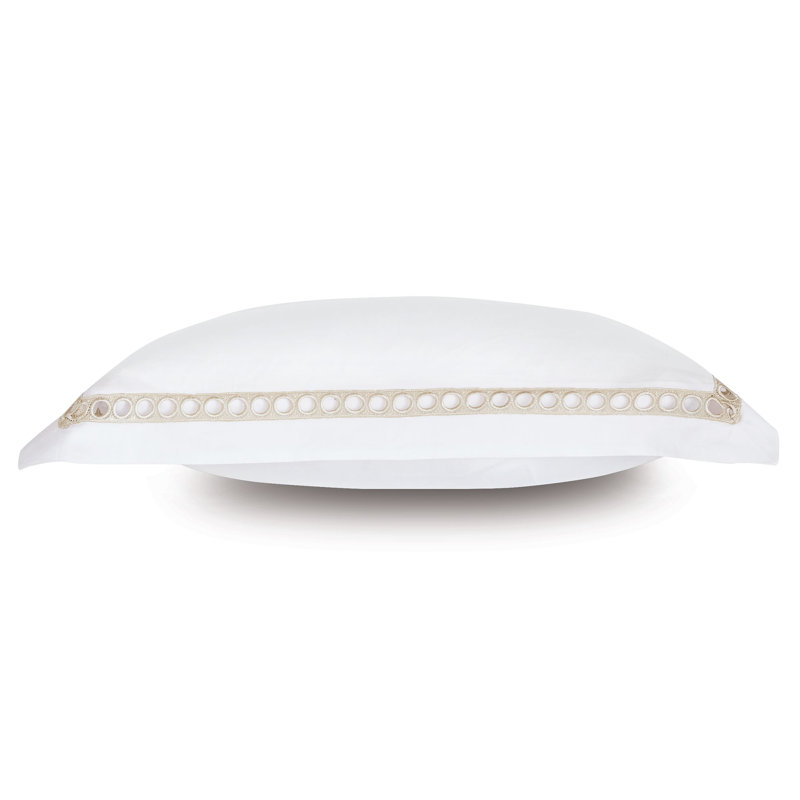 Celine Cotton Pillow Sham, Standard, White/Champagne