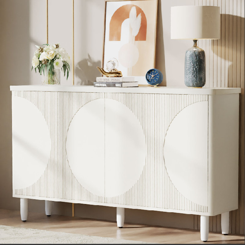 White Modern 59.4'' Sideboard with Semicircle Pattern