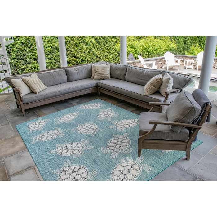 Sand & Stable Saldanha Aqua-Blue Indoor/Outdoor Rug & Reviews | Wayfair